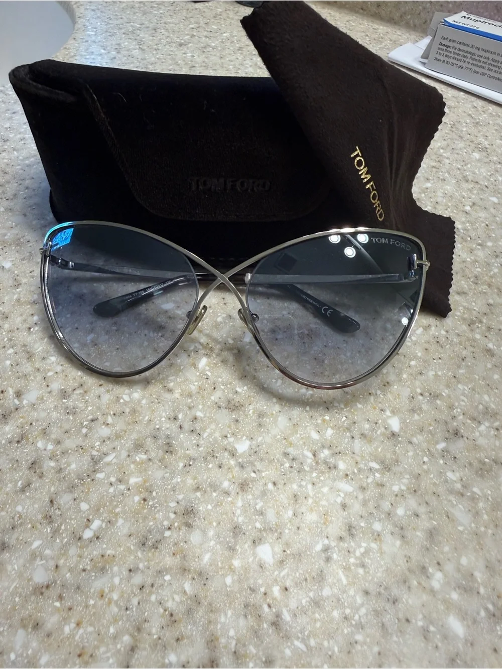 Tom Ford Silver Metal Cat-Eye Sunglasses with Gray Lenses
